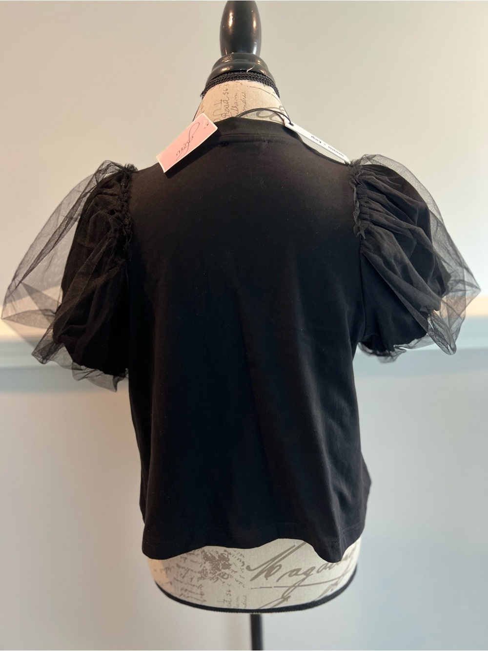 NWT Day + Moon Black Tulle Puff Sleeve Top Size Small - Picture 4 of 10